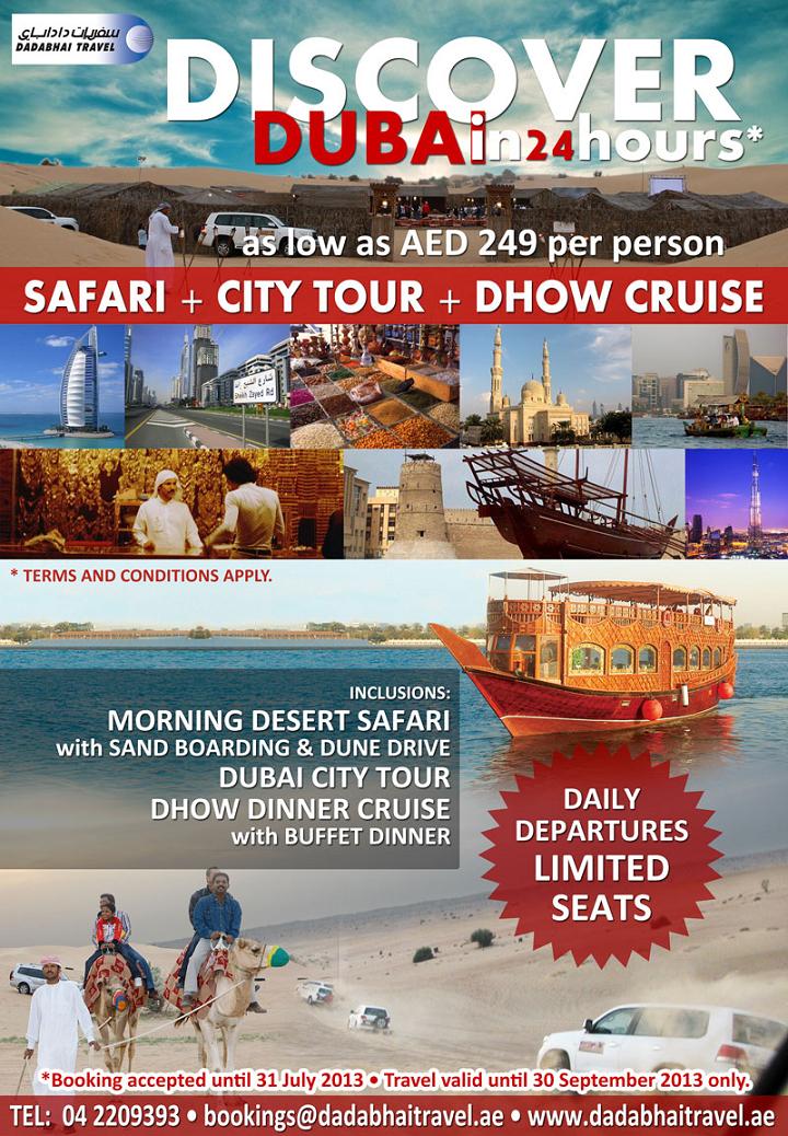 Discover Dubai in 24 Hours - Safari+ City Tour + Dhow Cruise